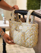 Dans le sac ⚜ STR-ORG-FLO-YEL Sac organisateur pour poussette Mini Mama - Fleurs mimosa - Dans le sac x Liberty London vendu par Veille sur toi