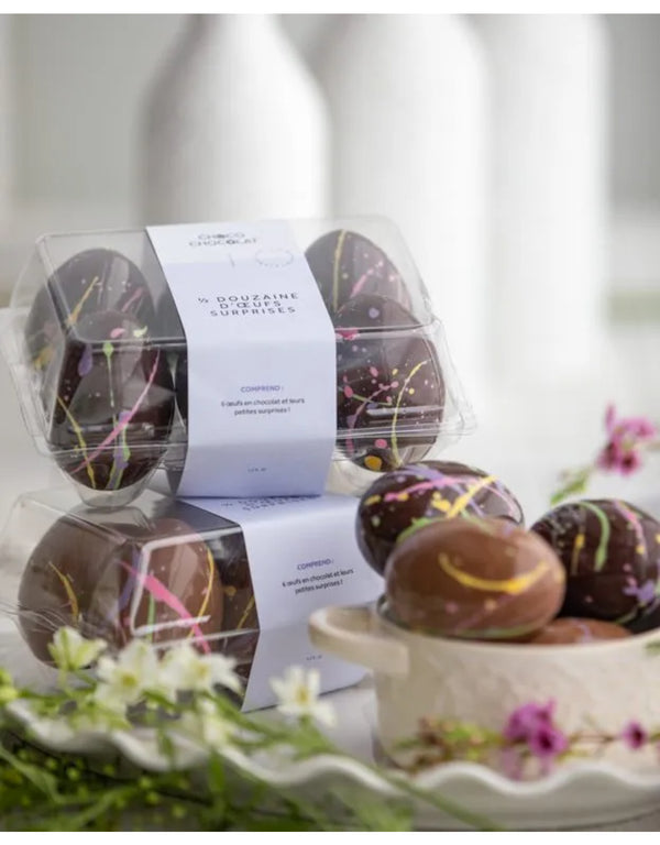 Demi-douzaine d'oeufs surprises en chocolat au lait - Choco Chocolat
