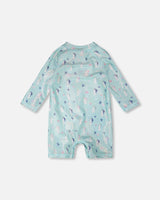 Deux par Deux Baby And Toddler One-Piece Long Sleeve Rashguard Blue Seahorse Print vendu par Veille sur toi