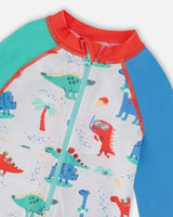 Deux par Deux Baby And Toddler One-Piece Long Sleeve Rashguard Grey Baby Dinosaur Print vendu par Veille sur toi