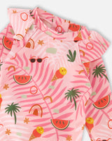 Deux par Deux Baby And Toddler One-Piece Long Sleeve Rashguard Pink Beach Print vendu par Veille sur toi