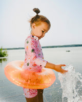 Deux par Deux Baby And Toddler One-Piece Long Sleeve Rashguard Pink Beach Print vendu par Veille sur toi