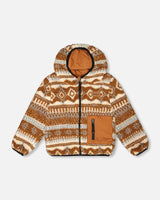 Deux par Deux H20W65_948_12m Reversible Mid-Season Sherpa Jacket Brown Aztec Pattern 12m vendu par Veille sur toi