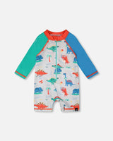 Deux par Deux H30OB17_3H161_3/6m Baby And Toddler One-Piece Long Sleeve Rashguard Grey Baby Dinosaur Print 3/6m vendu par Veille sur toi