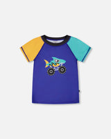 Deux par Deux H30OB66_04680_2/3 Short Sleeve Rashguard Ultramarine Blue 2/3 vendu par Veille sur toi