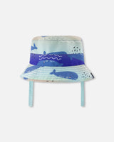 Deux par Deux H30OBC_3H156_6/12m Recycled Polyester Beach Hat Blue Whale Print 6/12m vendu par Veille sur toi