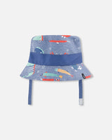 Deux par Deux H30OBC_3H158_6/12m Recycled Polyester Beach Hat Blue Marine Animal Print 6/12m vendu par Veille sur toi