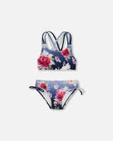 Deux par Deux H30OG23_3H144_2/3 Two-Piece Swimsuit Blue Rose Print 2/3 vendu par Veille sur toi