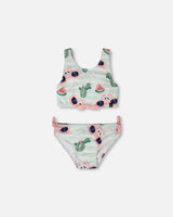 Deux par Deux H30OG63_3H151_2/3 Two-Piece Swimsuit Blue Flamingo And Cactus Print 2/3 vendu par Veille sur toi