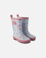 Deux par Deux H30WB10_3H005_4C Rain Boots In Natural Rubber Blue Mini Flower Print 4 (Toddler) vendu par Veille sur toi