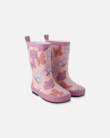 Deux par Deux H30WB10_3H007_4C Rain Boots In Natural Rubber Pink Butterfly Print 4 (Toddler) vendu par Veille sur toi