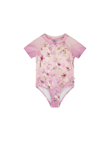 Deux par Deux ⚜ Maillot de bain à manches courtes - Violet fleurs - Deux par deux vendu par Veille sur toi