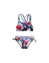Deux par Deux ⚜ Maillot de bain deux-pièces - Bleu avec roses - Deux par deux vendu par Veille sur toi