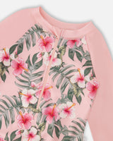 Deux par Deux One-Piece Long Sleeve Rashguard Pink Hibiscus Print vendu par Veille sur toi