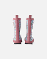Deux par Deux Rain Boots In Natural Rubber Blue Mini Flower Print vendu par Veille sur toi