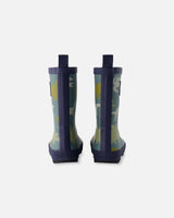Deux par Deux Rain Boots In Natural Rubber Green Dinosaur Print vendu par Veille sur toi