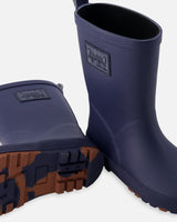 Deux par Deux Rain Boots In Natural Rubber Navy Blue vendu par Veille sur toi