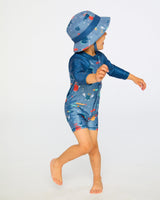 Deux par Deux Recycled Polyester Beach Hat Blue Marine Animal Print vendu par Veille sur toi