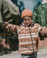 Deux par Deux Reversible Mid-Season Sherpa Jacket Brown Aztec Pattern vendu par Veille sur toi
