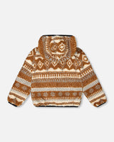 Deux par Deux Reversible Mid-Season Sherpa Jacket Brown Aztec Pattern vendu par Veille sur toi