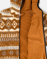 Deux par Deux Reversible Mid-Season Sherpa Jacket Brown Aztec Pattern vendu par Veille sur toi