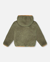 Deux par Deux Reversible Mid-Season Sherpa Jacket Khaki vendu par Veille sur toi
