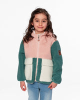 Deux par Deux Sherpa Jacket Light Pink Colorblock vendu par Veille sur toi