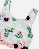 Deux par Deux Two-Piece Swimsuit Blue Flamingo And Cactus Print vendu par Veille sur toi