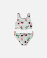 Deux par Deux Two-Piece Swimsuit Blue Flamingo And Cactus Print vendu par Veille sur toi