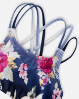 Deux par Deux Two-Piece Swimsuit Blue Rose Print vendu par Veille sur toi