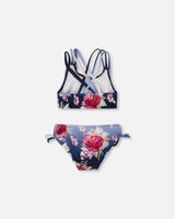 Deux par Deux Two-Piece Swimsuit Blue Rose Print vendu par Veille sur toi