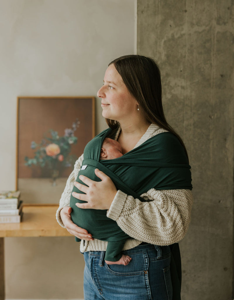 Écharpe de portage extensible en bambou - Vert collégial - Zak & Zoé | Veille sur toi