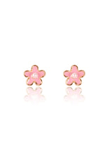Girl Nation GN-J342s05 Boucles d'oreilles en émail - Fleur rose avec perle - Girl Nation vendu par Veille sur toi
