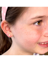 Girl Nation GN-J342s05 Boucles d'oreilles en émail - Fleur rose avec perle - Girl Nation vendu par Veille sur toi