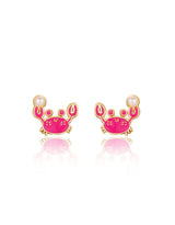 Girl Nation GN-J362S04 Boucles d'oreilles en émail - Crabe avec perle - Girl Nation vendu par Veille sur toi