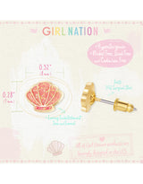 Girl Nation GN-J367S Boucles d'oreilles en émail - Coquillage scintillant - Girl Nation vendu par Veille sur toi