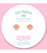 Girl Nation GN-J367sC Boucles d'oreilles à clip en émail - Coquillage - Girl Nation vendu par Veille sur toi