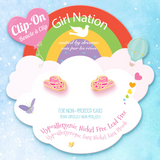 Girl Nation GN-J467s03c Boucles d'oreilles à clip en émail - Chapeau de cowgirl - Girl Nation vendu par Veille sur toi
