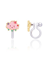 Girl Nation GN-J506s02c Boucles d'oreilles à clip en émail - Nuage rose avec étoiles - Girl Nation vendu par Veille sur toi