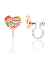 Girl Nation GN-J509S04C Boucles d'oreilles à clip en émail - Coeur arc-en-ciel - Girl Nation vendu par Veille sur toi