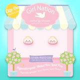 Girl Nation GN-J520sC Boucles d'oreilles à clip en émail - Dumpling - Girl Nation vendu par Veille sur toi