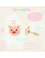 Girl Nation GN-J535S Boucles d'oreilles en émail - Cochon Précieux - Girl Nation vendu par Veille sur toi