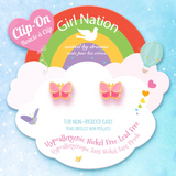 Girl Nation GN-J541s07c Boucles d'oreilles à clip en émail - Papillon rose - Girl Nation vendu par Veille sur toi