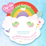 Girl Nation GN-J547sC Boucles d'oreilles à clip en émail - Crocodile - Girl Nation vendu par Veille sur toi