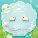 Girl Nation GN-J555sC Boucles d'oreilles à clip en émail - Phoque - Girl Nation vendu par Veille sur toi