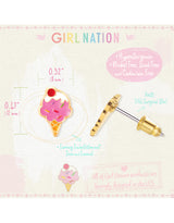 Girl Nation GN-J563S Boucles d'oreilles en émail - Cornet de crème glacée - Girl Nation vendu par Veille sur toi