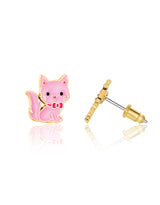 Girl Nation GN-J572S05 Boucles d'oreilles en émail - Chat rose - Girl Nation vendu par Veille sur toi