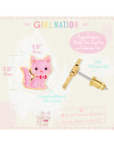 Girl Nation GN-J572S05 Boucles d'oreilles en émail - Chat rose - Girl Nation vendu par Veille sur toi
