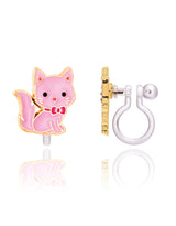 Girl Nation GN-J572s05c Boucles d'oreilles à clip en émail - Chat rose - Girl Nation vendu par Veille sur toi