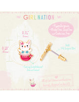 Girl Nation GN-J581S05 Boucles d'oreilles en émail - Lapin sirène rose - Girl Nation vendu par Veille sur toi
